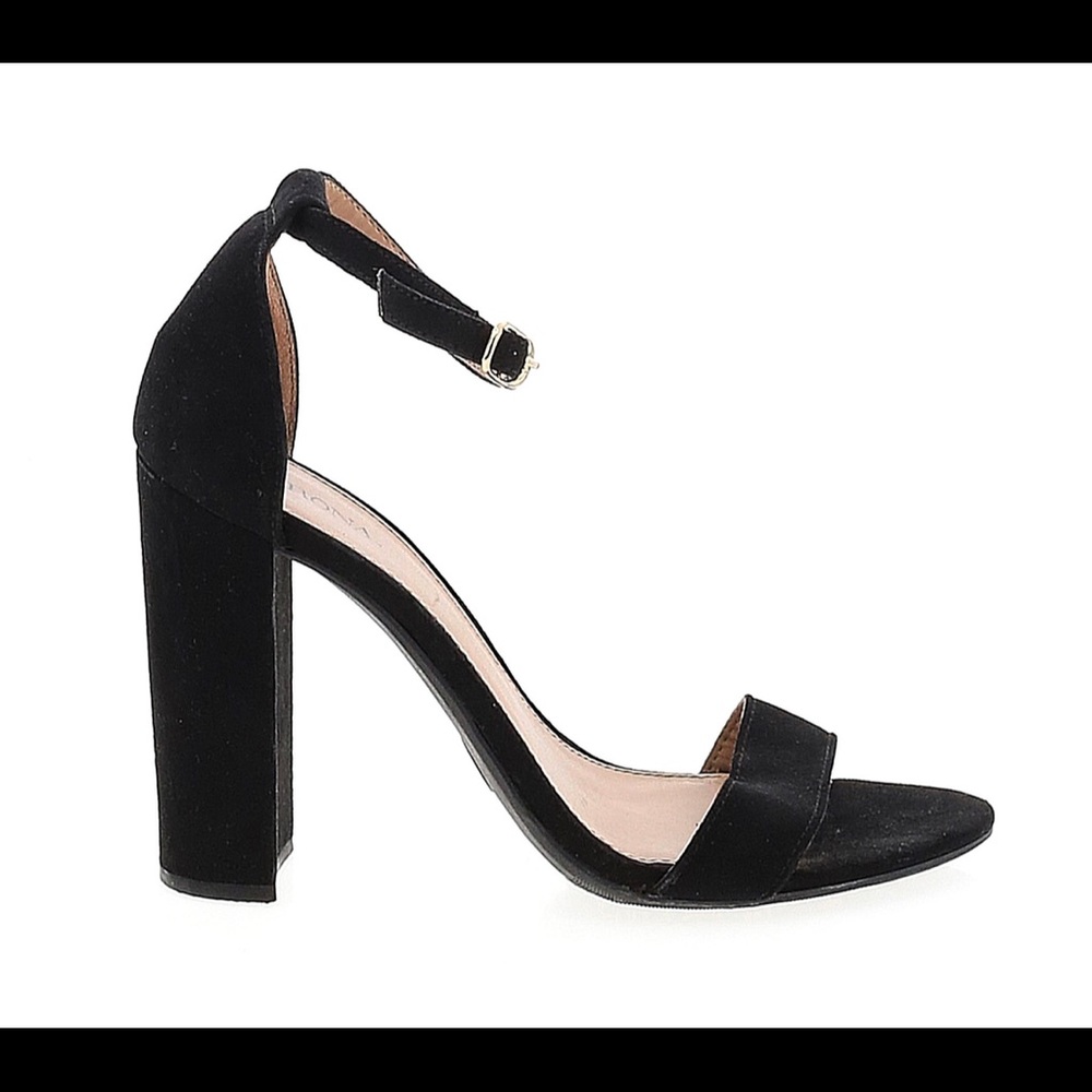 Merona Black Suede Ankle Strap Heels